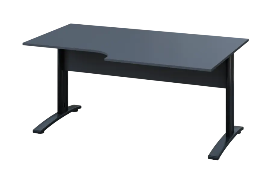 ERK 28 - 168 stůl kancelářský, rohový, pravý, kovová podnož černá, deska 25 mm, široký 1600 mm, antracit